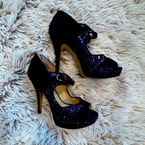 Enzo Angiolini Elegant Black Glitter Heels